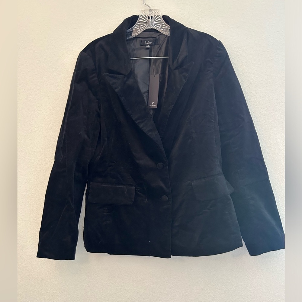 NWT Lulu's Black Medium Blazer velvet